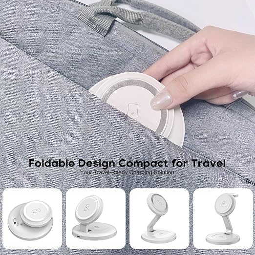 Charging Station for Apple Magnetic Wireless iPhone Mag-Safe Charger,15W 3in1 Foldable Wireless Dock Fast MagSafe Charger Stand for iPhone 17 Pro Max/16 Plus/16 ProMax/15/14/13,Apple Watch,AirPods Pro - Image 6