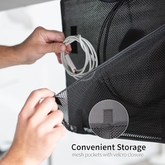 VIVO Black 30 inch Under Desk Privacy and Cable Management Organizer Sleeve, Wire Hider Kit Panel System, DESK-SKIRT-30 - Image 6