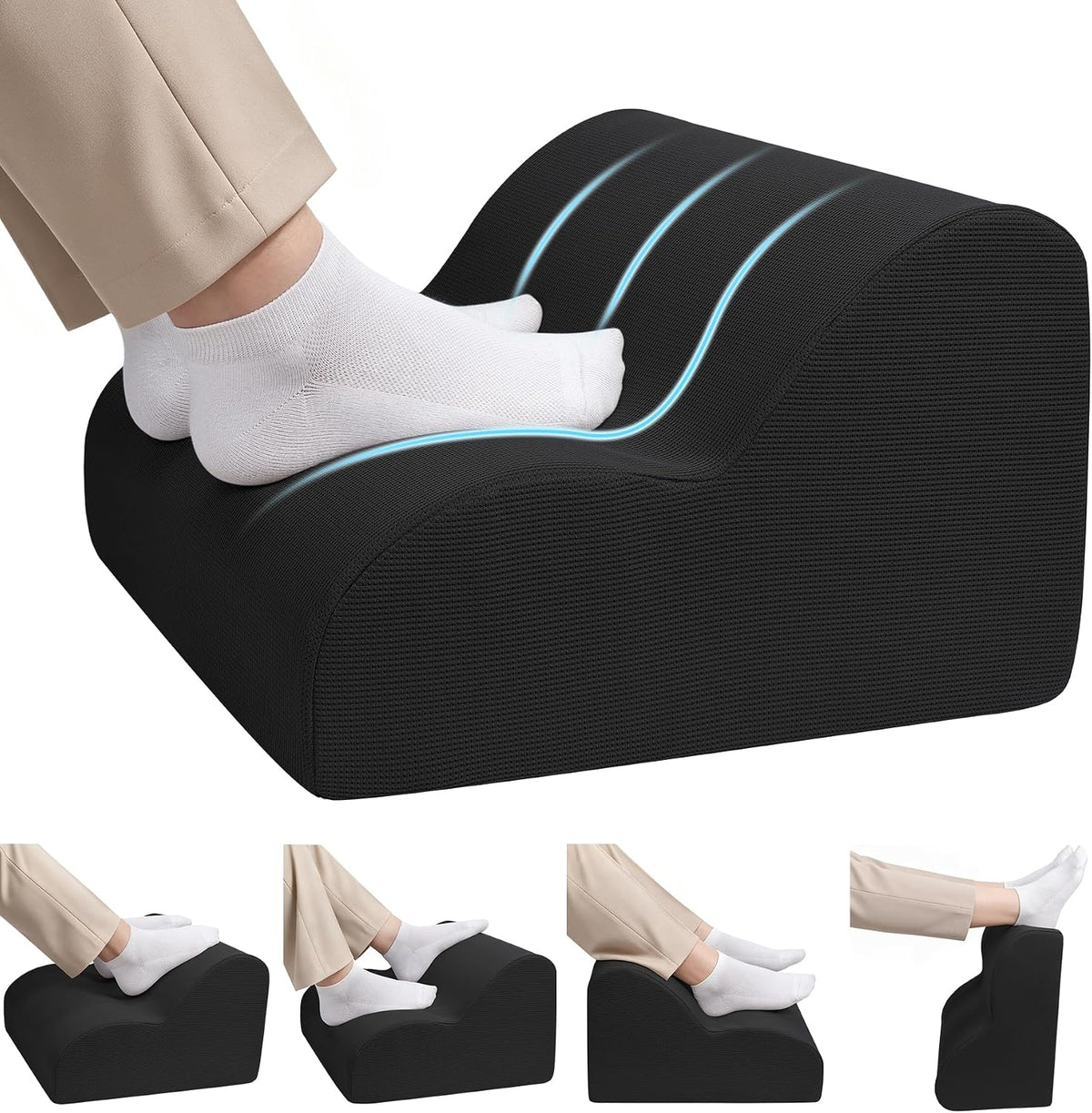 26D Foot Rest for Under Desk at Work, Ergonomic Memory Foam, Black by Babepets