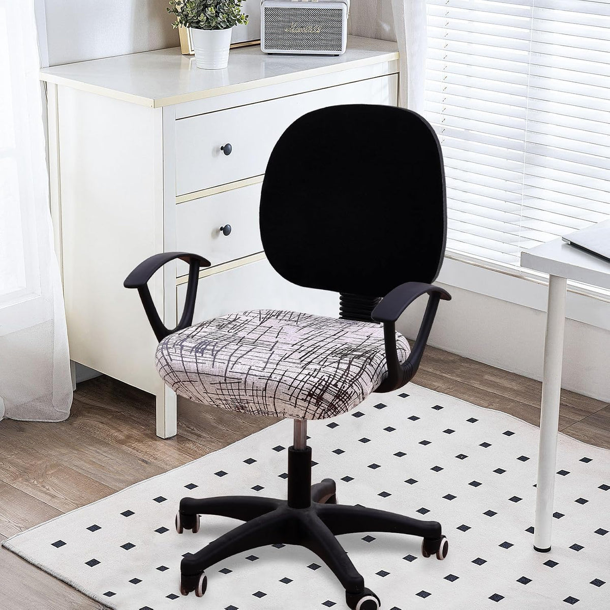Smiry Stretch Printed Office Computer Desk Chair Seat Covers - Image 2