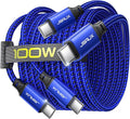 JSAUX 100W USB C to USB C Cable [2-Pack 3.3FT], PD Fast Charging, Blue | 100 Watt Fast Charger, Braided Type-C Cords for iPhone Air/17e/17/16/15 Series, Galaxy S/Note Series, MacBook and iPad by JSAUX