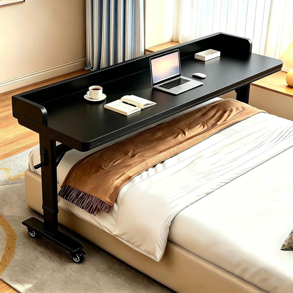 70.9" Overbed Table with Wheels, Hand Crank Height Adjustment by Qolizlit