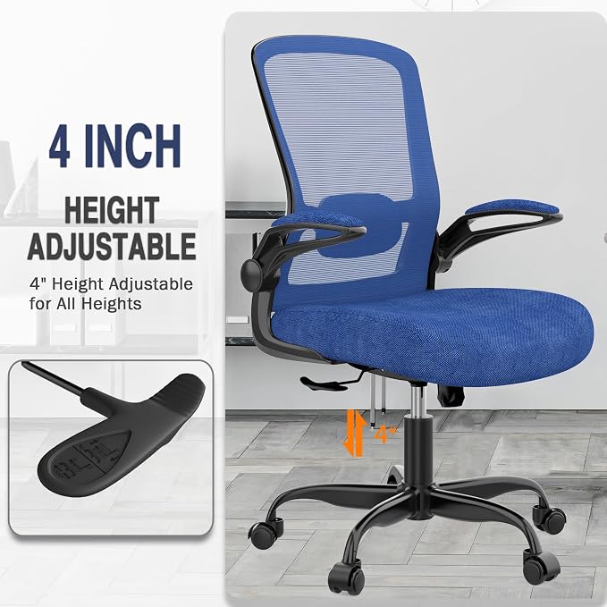 Ergonomic Office Chair w/Adjustable Lumbar, Flip Armrest, 135° Recline | Supports 300 lbs · Seat 19.48"–23.4" · Breathable mesh · 20–30 min assembly · 5-year warranty - Image 4