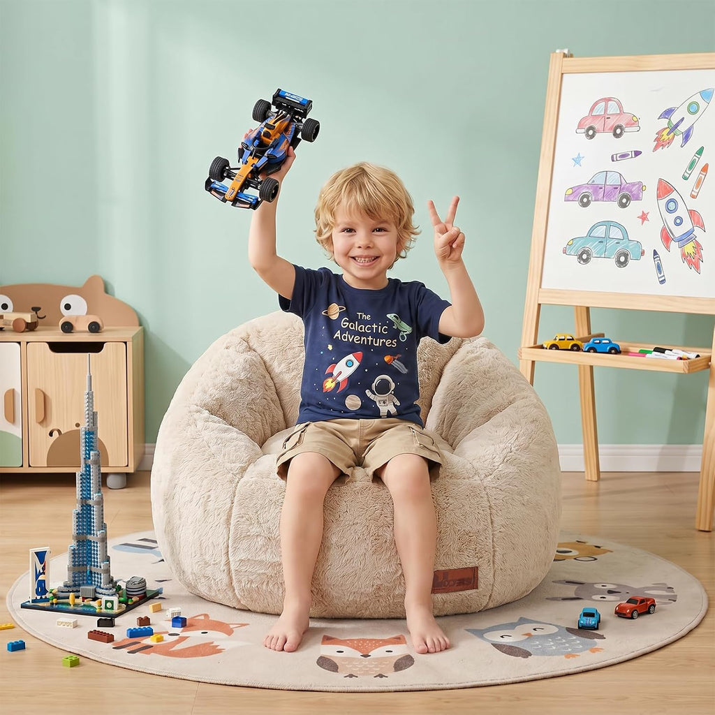 Bean Bag Chair for Kids, Cozy Fluffy Beanbag Chairs with Filler for Teens and Kids, Floor Lazy Sofa for Living Room, Gaming & Reading(S-Champagne) - Image 10