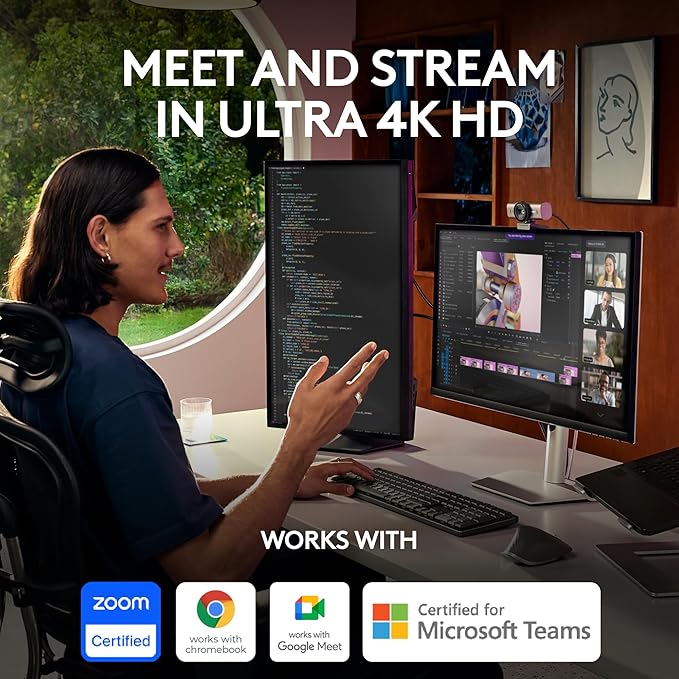 Logitech MX Brio Ultra HD 4K Webcam Collaboration and Streaming - Graphite | Ideal for collaboration and streaming, Show Mode, works with Microsoft Teams, Zoom, Google Meet, Nintendo Switch 2 - Image 2
