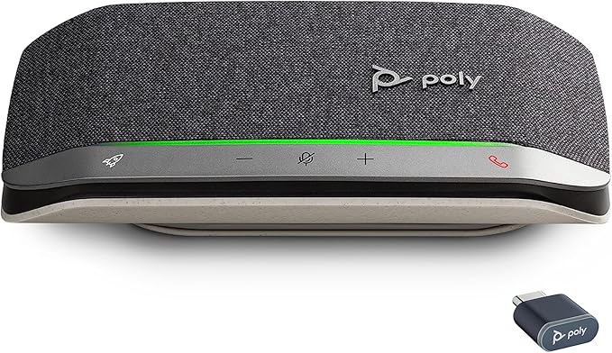 Poly Sync 20+ Personal Portable Bluetooth Speakerphone (Plantronics) - Noise/Echo Reduction - USB-C Bluetooth Adapter - Works w/Teams, Zoom, PC, Mac, Mobile – Amazon Exclusive by Poly