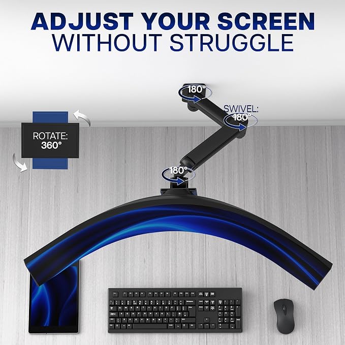 VIVO Premium Ultrawide Monitor Counterbalance Wall Mount for up to 49 inch Screens, Holds 44 lbs, Full Motion, Max VESA 100x100, Black, MOUNT-V101V - Image 5