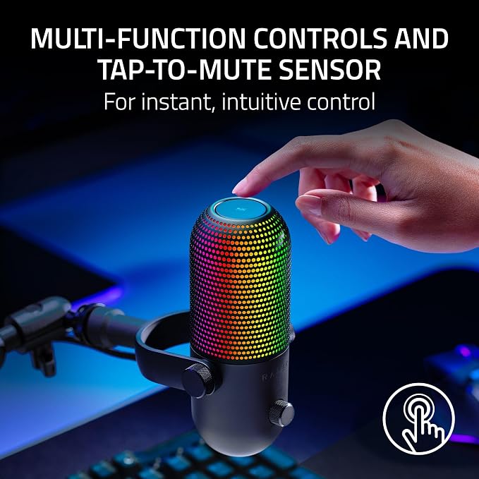 Razer Seiren V3 Chroma 32‐Bit DSP, USB-C Microphone for PC & Mac, Black | AI Audio Processing, Noise Isolation, Tap-to-Mute, Supercardioid Condenser Mic, Chroma RGB, Discord, OBS Studio, Streamlabs - Image 6