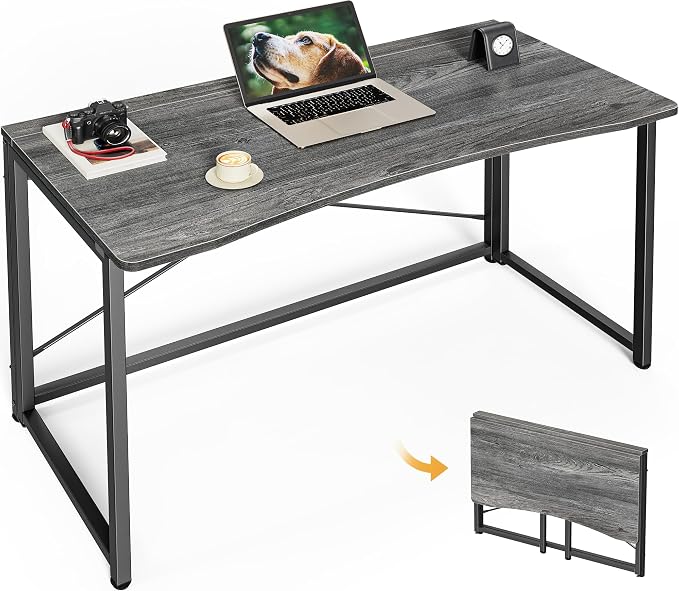 Huuger Folding Desk for Small Spaces, 39.4 Inch Foldable Computer Table | Easy Assembly, Small Writing Work Office Computer Desk, for Home Office, Study, Bedroom, Dorm, Space Saving, Grey by Huuger
