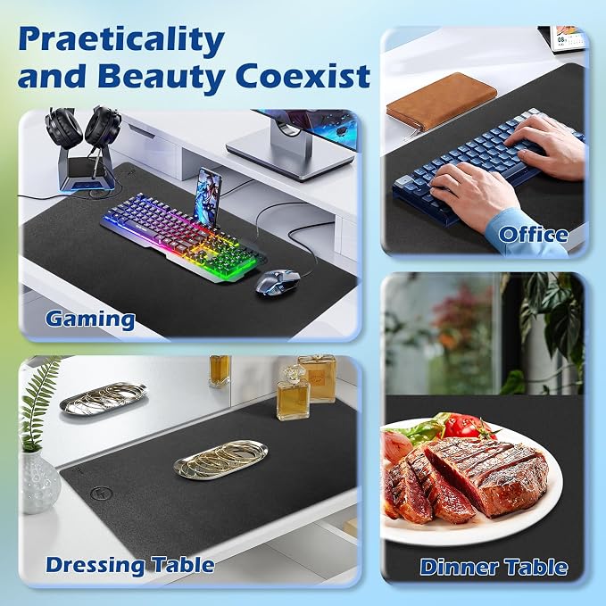 Wireless Charging Desk Mat,Mouse Pad, Black-L, 32 * 16inch - Image 3