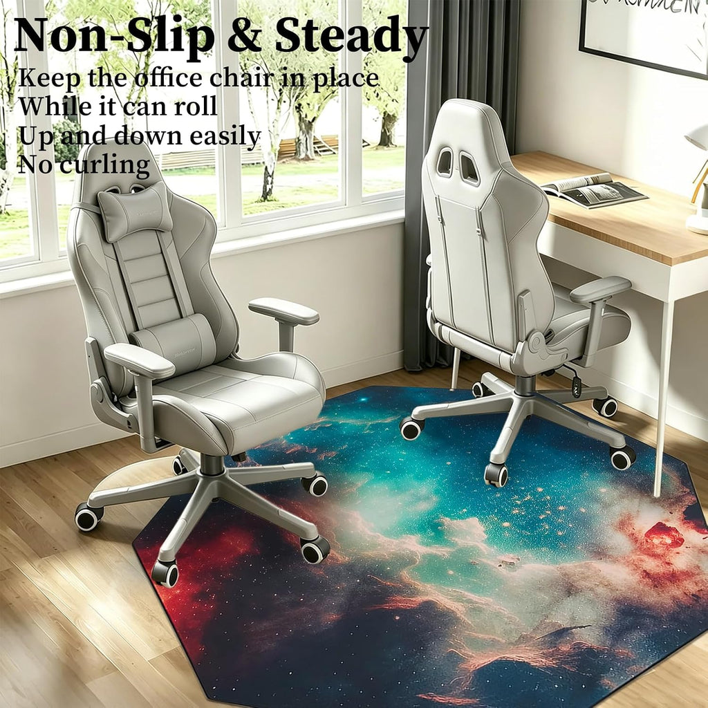 USTIDE Large Gaming Chair Mat Vibrant Galaxy Carpet Nonslip Rubber Desk Chair Mat Office Gaming Floor Mat for Kids Teens Adults 51"x51" - Image 5