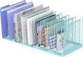 9-Section Desk File Organizer, Vertical File Holder, Mesh Desktop File Folder Metal File Organizer Stand for Office Home Classroom, Blue by JMHUD