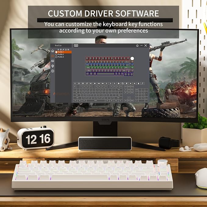 Newmen GM326 Mechanical Keyboard,75% Percent Gaming Keyboard,Wired Keyboard | Mechanical Keyboard,75% Percent Gaming Keyboard,Wired,Backlit,Hot Swappable,Compact,Mini,White,PC Keyboards,Knob,Red Switch - Image 7
