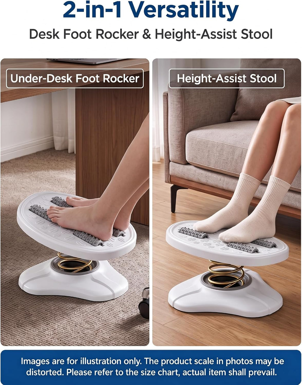 Foot Rest Under Desk, 360° Rocking Footrest with Massage Rollers - Image 4