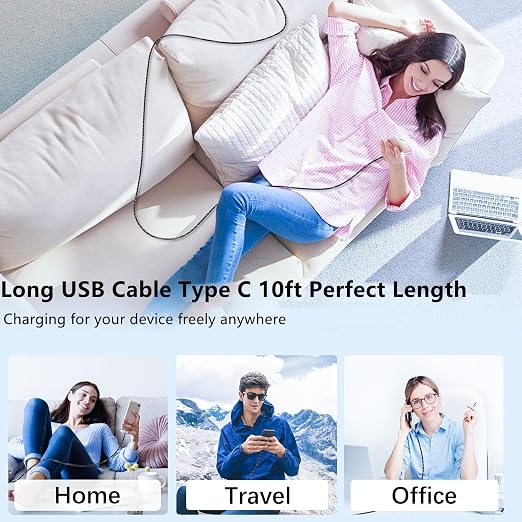 USB C to C Charger Cable 10ft, 60W Type C to C Fast Charging Cable Cord Long for Apple iPhone 17 Pro Max/17 Air/16 Pro Max/16 Pro/15 Plus/15 Pro Max/MacBook 2021/2020/2019,iPad Pro/Mini/Samsung Galaxy - Image 6