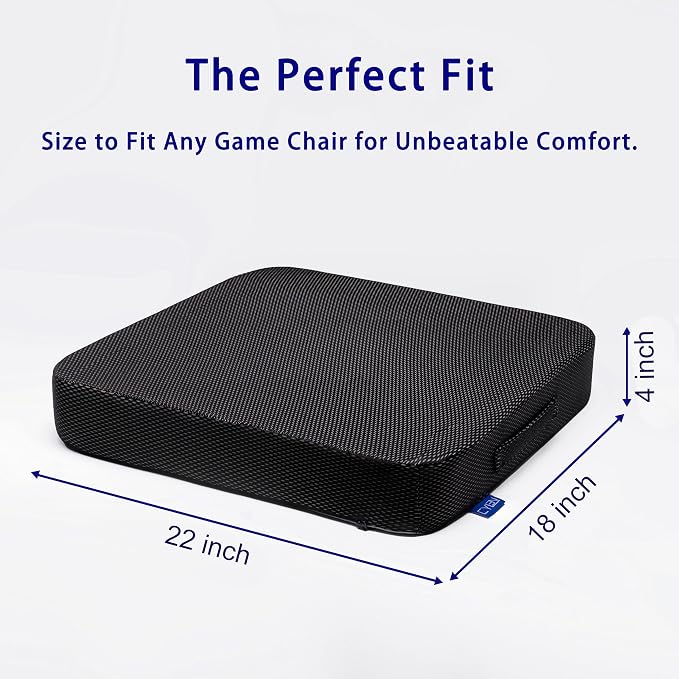 Ifoam Gel Infused Memory Foam Layer Wheelchair Cushion - Seat Cushion for Wheelchair-Office Chair, Kitchen Chair-Pressure Sore and Tailbone Pain Relief-High Dense Polyfoam Base (Black, 22×18×4 inch) - Image 2