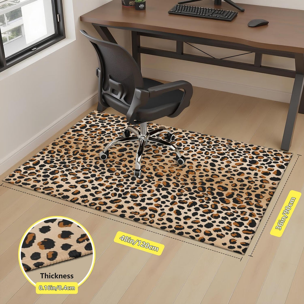 Office Chair Mat for Carpet Hardwood Tile Floor,36"x48" Computer Chair Mat for Rolling Chairs Carpet, Under Desk Non Slip Gaming Rug, Low-Pile Rubber Backing Large Protector Mat,Leopard Cheetah - Image 3