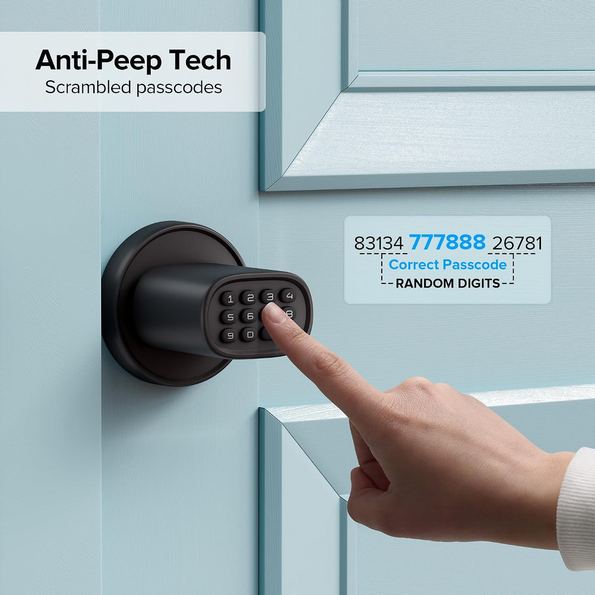 M1 Door Knob with Keypad Keyless Entry for Interior, Black - Image 7