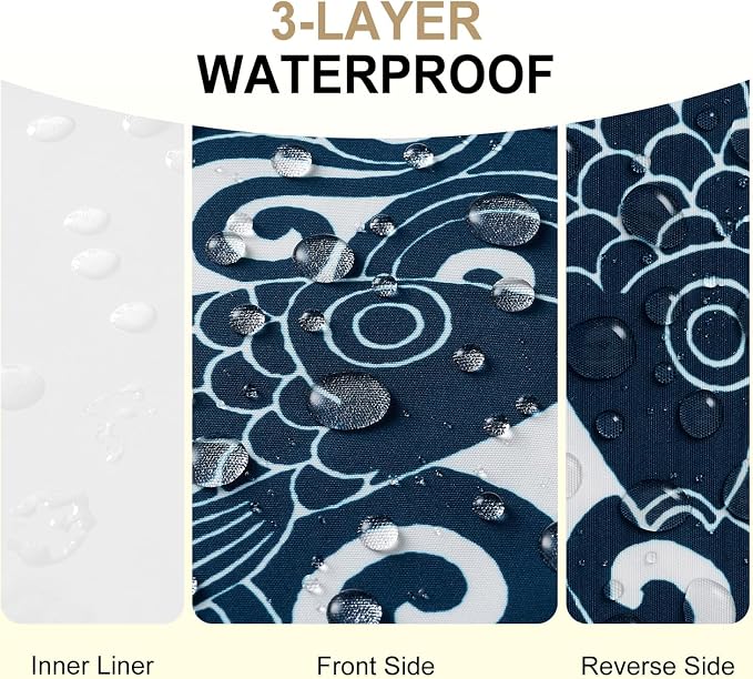 downluxe Outdoor Chair Cushions Set of 4, Waterproof 19" x 19" x 3" Patio Chair Cushion with Non-Slip Ties & Handle, Square Outdoor Cushion for Patio Furniture with Removable Cover, Blue Carp - Image 2