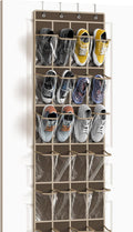 Simple Houseware 24 Pockets Clear Over the Door Shoe Organizer, Brown | 64" x 19", 4 Durable Metal Hooks, 4.3" x 9.5" Pocket Size, Multipurpose by SimpleHouseware