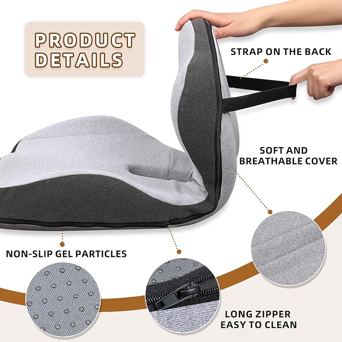 Dual-Layer Memory Foam Car Seat Cushions for Driving, with Lumbar Support | Ergonomic Truck Seat Cushion & Office Chair Cushion for Wheelchair, Gaming Chair & Sofa,Memory Foam Seat Cushion - Image 6