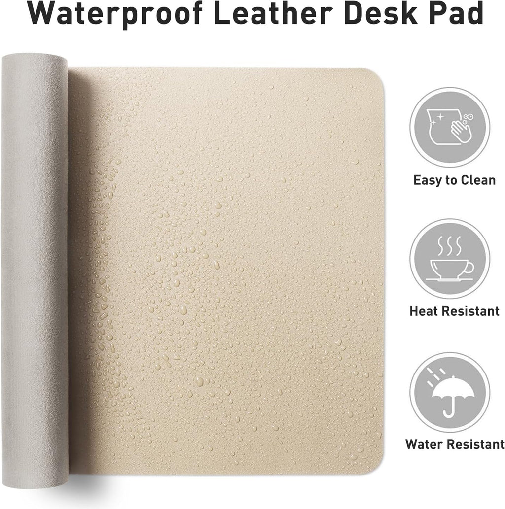 Aothia Faux Leather Desk Mat – Large Mouse Pad, Non-Slip PU Leather Blotter, Waterproof Writing Surface for Office and Home (Beige, 47.2" x 23.6") - Image 7