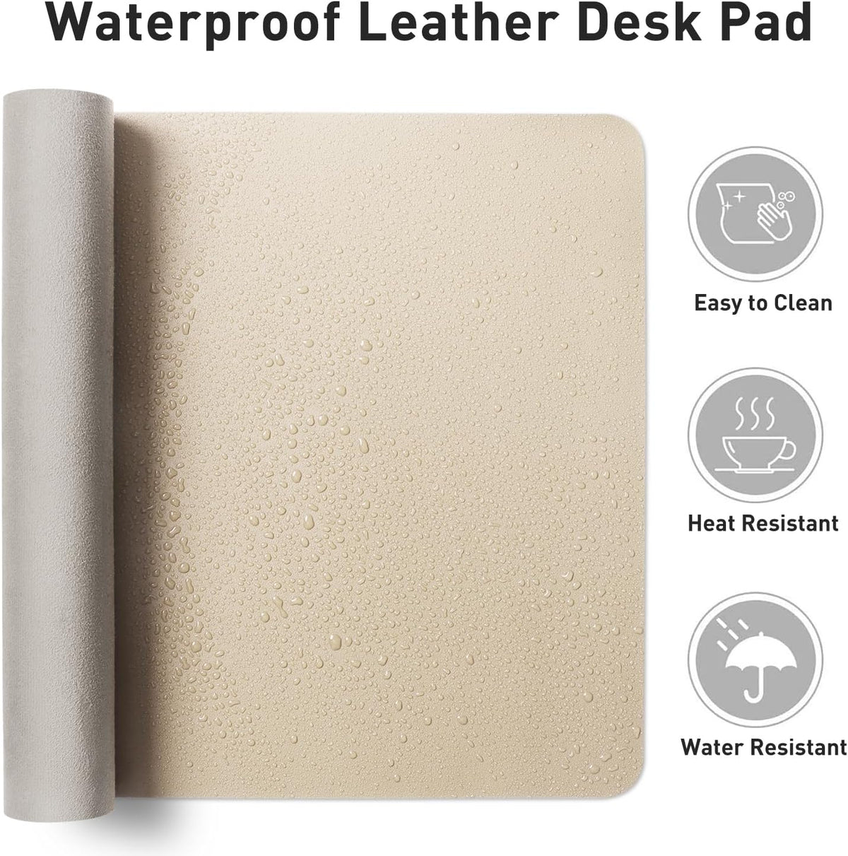 Aothia Faux Leather Desk Mat – Large Mouse Pad, Non-Slip PU Leather Blotter, Waterproof Writing Surface for Office and Home (Beige, 47.2" x 23.6") - Image 7