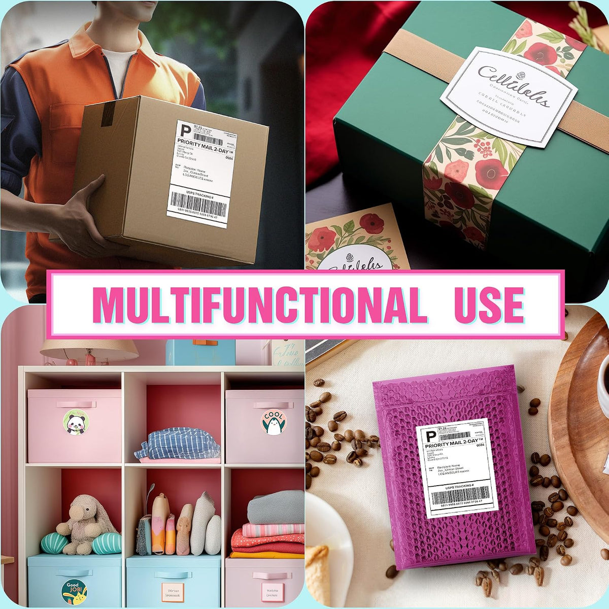 60 Shipping Labels 2 Per Sheet 8.5" x 5.5" Matte Half Sheet Labels Self Adhesive White Shipping Label Paper - Image 6