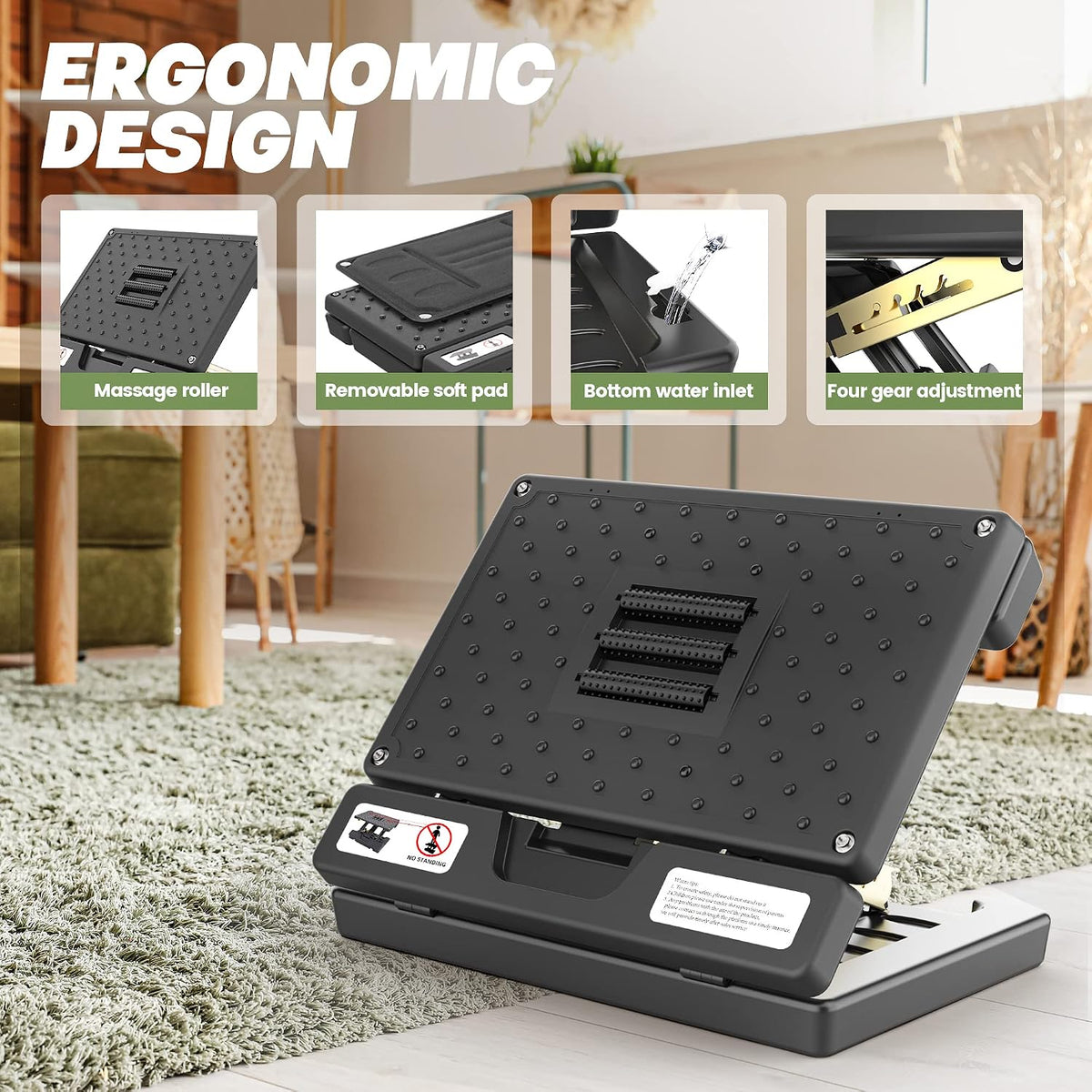 Foot Rest for Under Desk at Work, 4-Adjustable, Detachable Pad, Ergonomic - Image 4