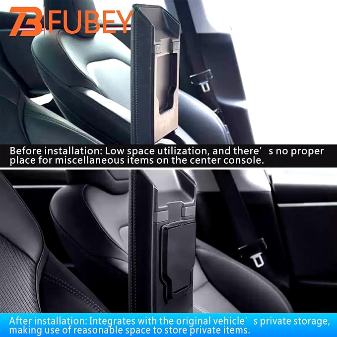 Tesla Model Y Juniper Center Console Organizer Tray 5-Piece Set, 2025 2026 Model Y Armrest Storage Box & Hidden Lower Tray, Secret Privacy Compartment, Non-Slip ABS Insert - Black - Image 7