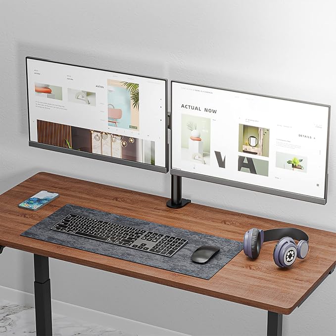 WALI Articulating Dual Monitor Stand for 13-27 inch Screens, 22 lbs per Arm | 2 Monitor Desk Mount, Full Motion with Tilt, Swivel, Rotation, C-Clamp & Grommet Base, VESA 75/100mm (M002), Black - Image 8