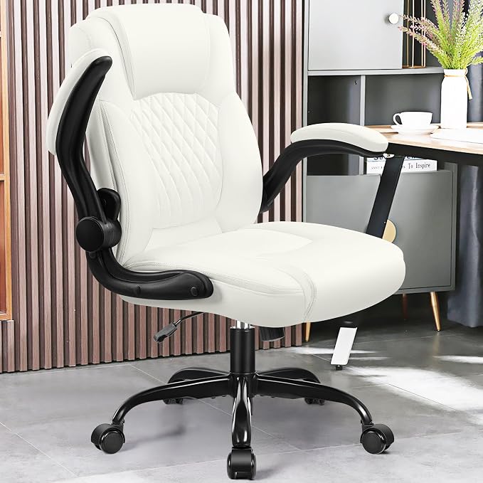 Leather Office Chair, PU Home Computer Desk Chairs with Ergonomic Back Support, 360°Swivel Free，Small Gaming Chair with Wheels and Adjustable Armrests, for Short People Use - Image 2