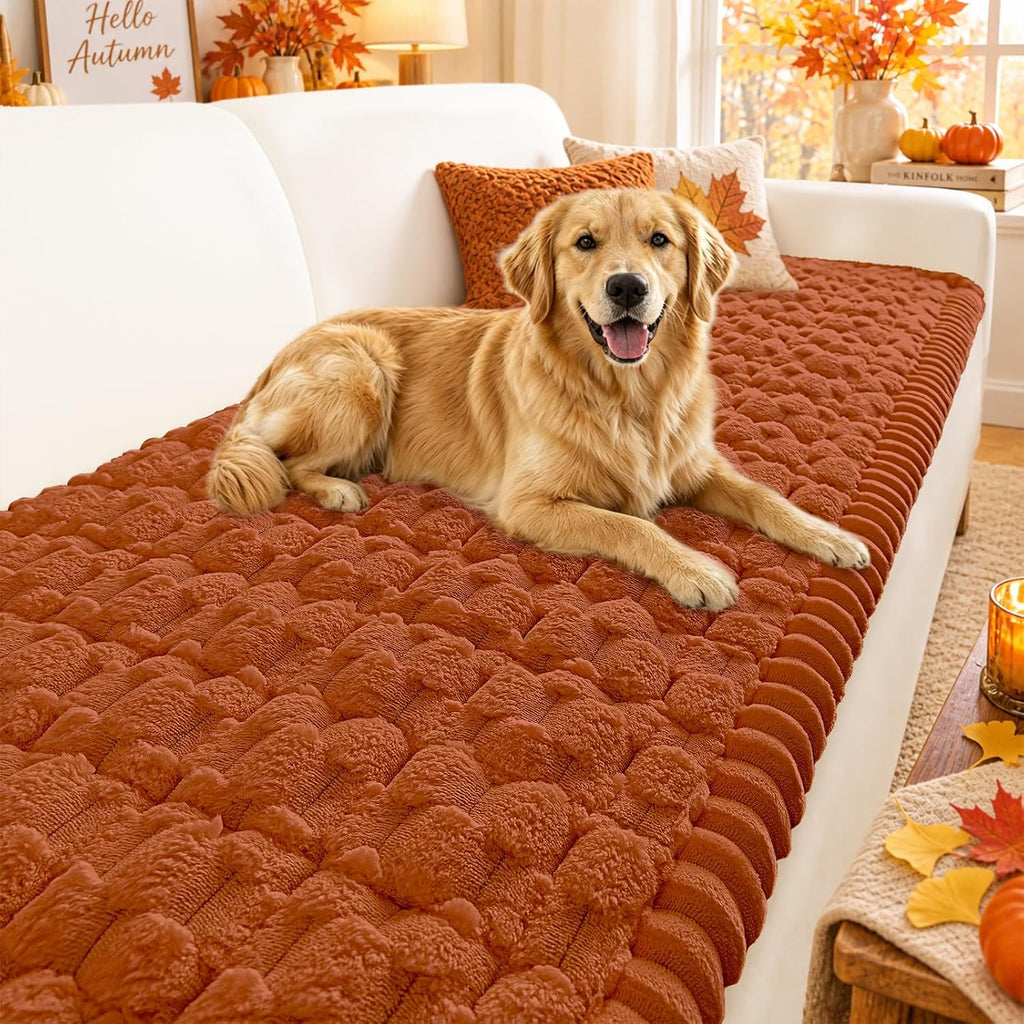 Smiry Fall Couch Cover for Dogs, Non Slip Fuzzy Pet Sofa Protector Washable by Smiry