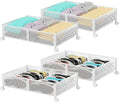 PHINOX Under Bed Storage with Wheels,Patterned,Sturdy Metal,4 Pack,White | Tool-free assembly, glide smoothly, easy reach, foldable, maxmazie low-profile beds, dorm, keep seasonal clothes, shoes fresh by PHINOX