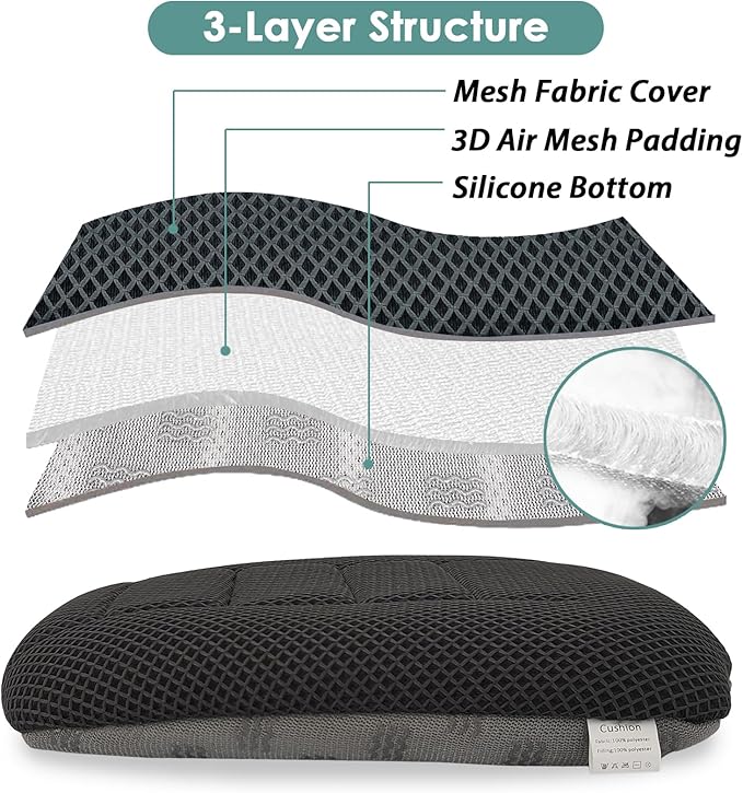 17.7"L×16.9"W ×3"H Car Booster Seat Cushion Raise Height for Short People | AEROiVi Breathable 3D Air Mesh Booster Seat Cushion Non-Slip Bottom Car Seat Pad with Truck Cars SUV Quick Drying Washable - Image 4