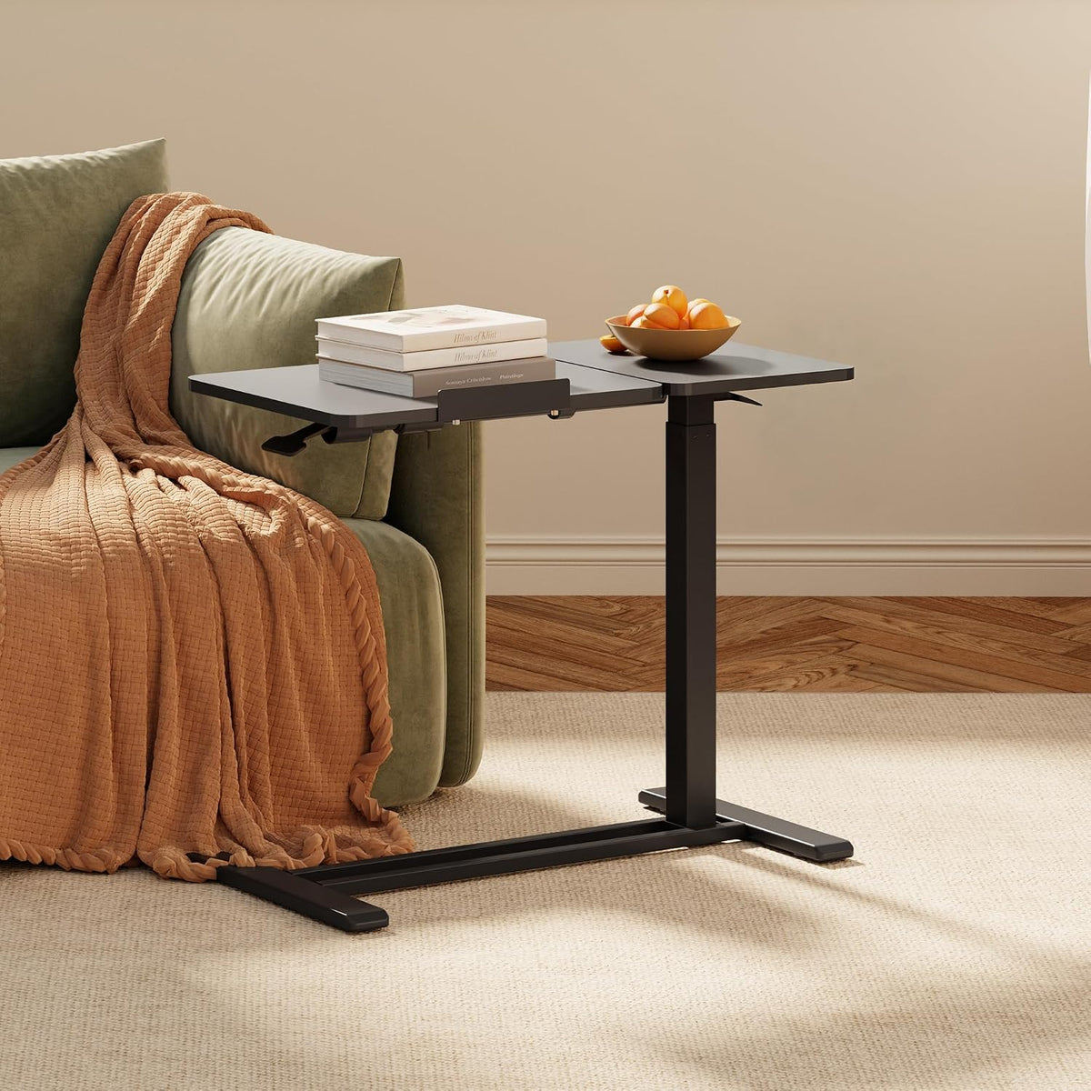 32''Large Pneumatic Overbed Tilting Bedside Table,Desk with Wheels - Image 2