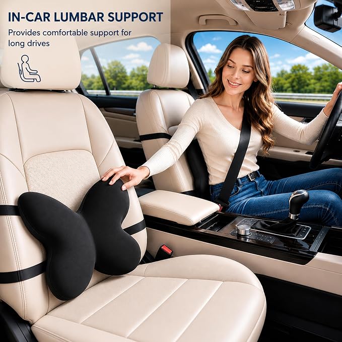 Back Support for Office Chair,Lumbar Support Pillow for Office Chair,Back Pillow for Chair,Memory Foam Back Cushion for Car Seat,Computer Chair Cushion,Removable& Washable Cover (Enhanced Black) - Image 8
