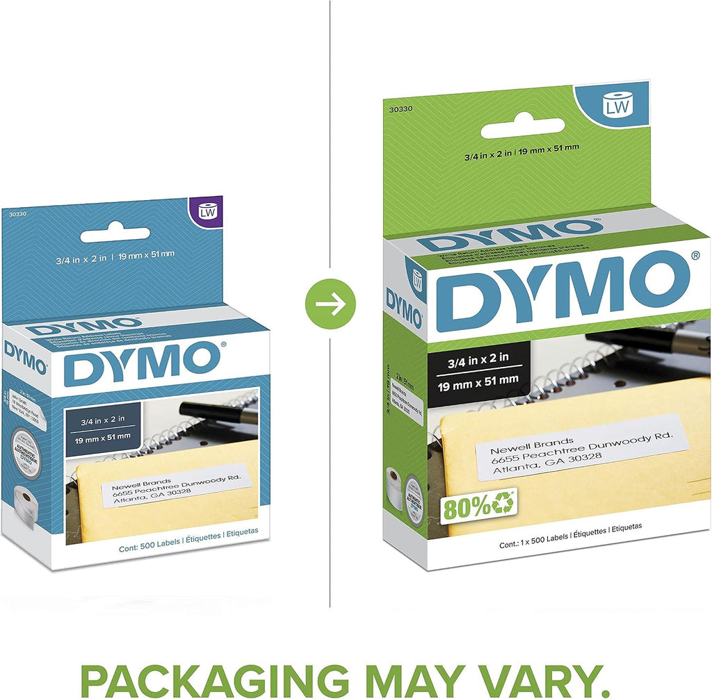 DYMO Authentic LW Return Address Labels DYMO Labels for LabelWriter Label Printers White 3/4" x 2" 1 Roll of 500 - Image 2