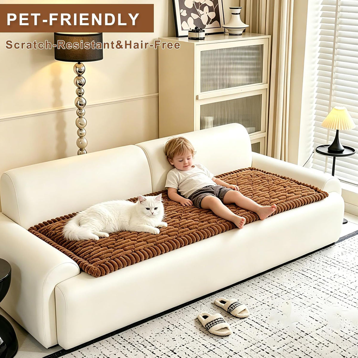 100% Waterproof Fuzzy Couch Cover for Dogs, Washable Non-Slip Pet Couch Covers for Sofa, Soft Thick Furniture Protector Sofa Slipcover Mat for Dogs (Dark Coffee, 27.5" x 59") - Image 6