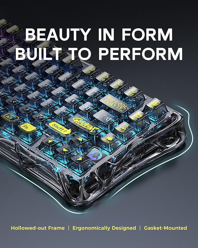 GravaStar Mercury K1 Lite 75% Wireless Mechanical Gaming Keyboard RGB | Gasket Mount, Hot Swappable Linear Switches, Creamy Sound Keyboard, 2.4GHz/USB-C/Bluetooth 5.0, for Win/Mac - Image 3