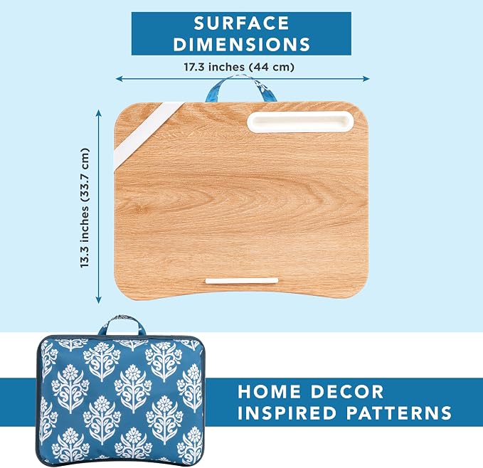 LAPGEAR Designer Lap Desk – Floral Bock Print, 2-Pack with Storage Basket - Image 6
