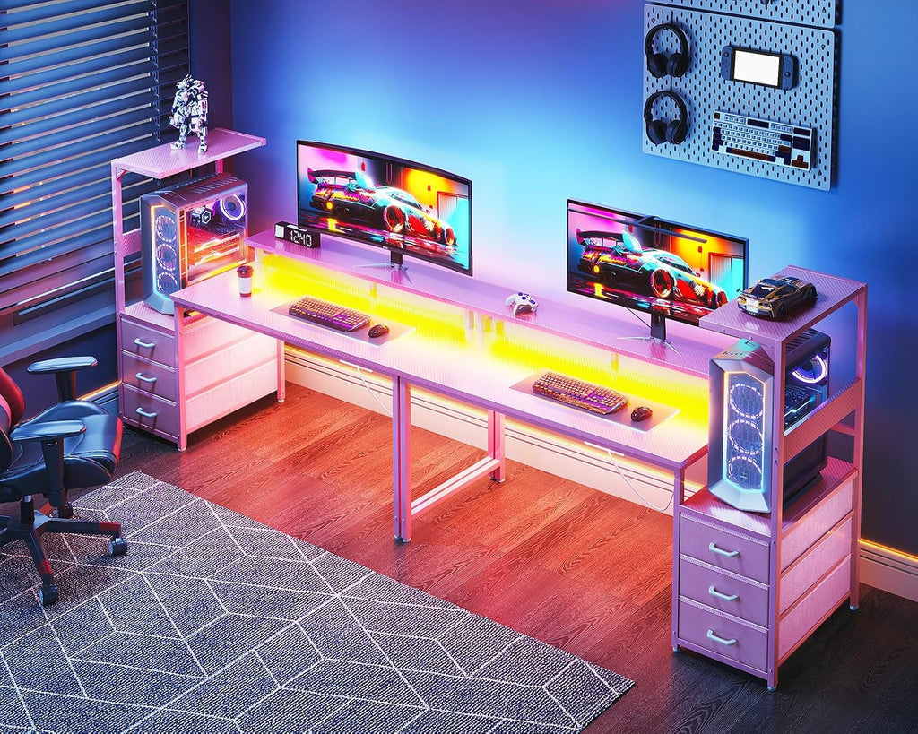 AODK Gaming Desk w/PC Showcase Stand, 59" Reversible, RGB LED - Image 7