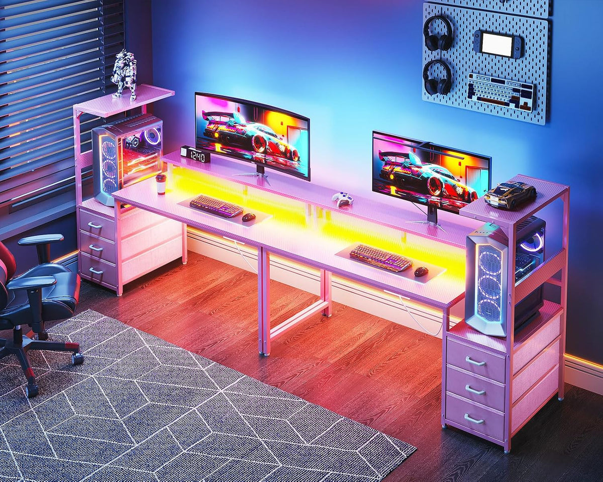 AODK Gaming Desk w/PC Showcase Stand, 59" Reversible, RGB LED - Image 7