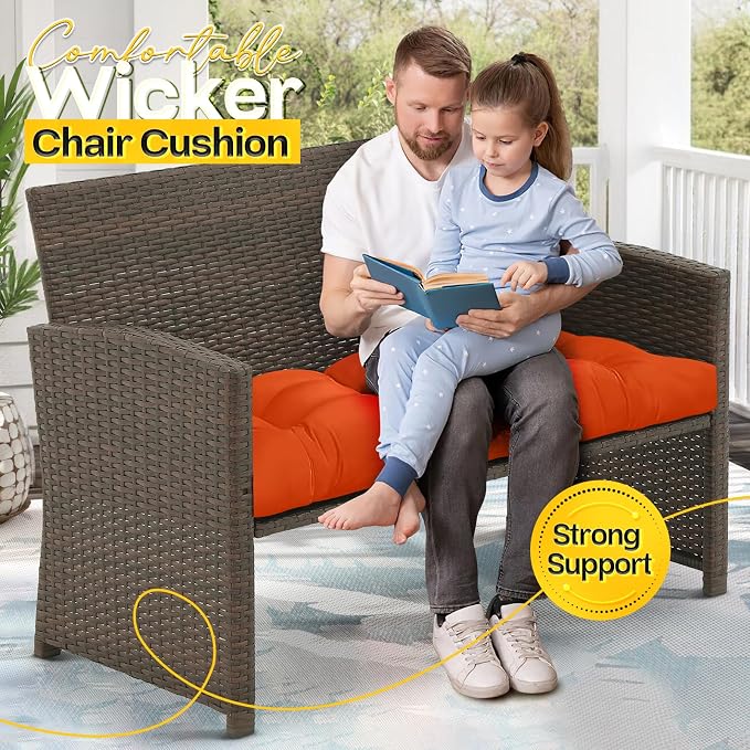 MAGIC ELEPHANT Outdoor Bench Cushion, Memory Foam Loveseat Cushion for Patio Furniture Wicker Chair, Settee Porch Swing Seat Cushion, 44 x 19 Inches (Orange) - Image 7