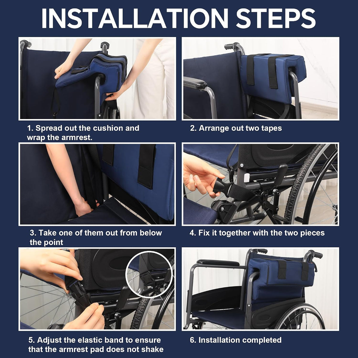 ROYALAY Wheelchair Armrest Pads, Lateral Support Anti-Rollover for Wheelchair with Adjustable Strap, High-Density Foam Arm Support Pillow with Waterproof Cover - Image 7