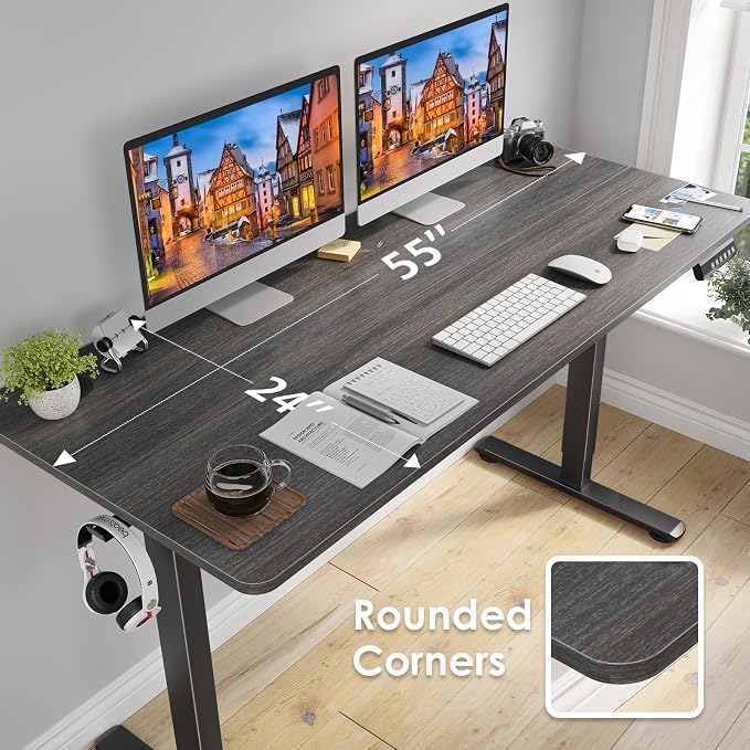 Electric Standing Desk Adjustable Height Sit Stand Home Office Desk with Splice Board - Image 3