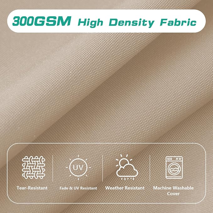 High Back Patio Chair Cushions, 21x20 Waterproof & Fade-Resistant Outdoor Dining Chair Cushions, Indoor/Outdoor High Back Cushion, Seat Pad for Glider and Lawn Chair, Beige - Image 3