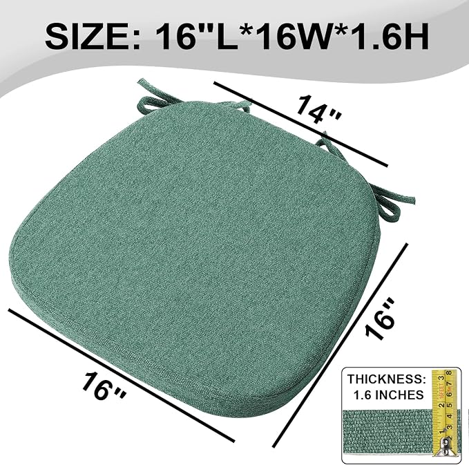 SINOSSO 1 Pack Memory Foam Chair Cushions for Dining Chair, Friendly Woven Fabric 16" U-Shape Comfortable Kitchen Chair Pad, Removable Slip Resistant Seat Cushion (1 Piece, Green) - Image 3