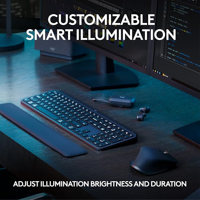 Logitech MX Keys S Combo Performance Wireless Keyboard and Mouse - Graphite | Includes palm rest, customizable illumination, fast scrolling, Bluetooth, USB C, Windows, Mac, Linux, Chrome compatible - Image 8
