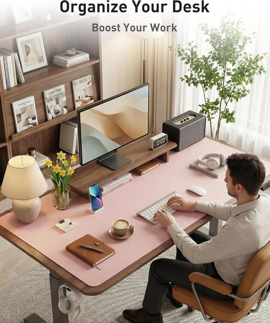 Aothia Faux Leather Desk Mat - Large Mouse Pad, Non-Slip PU Leather Blotter, Waterproof Writing Surface for Office and Home (Fairy Pink, 40" x 24") - Image 3